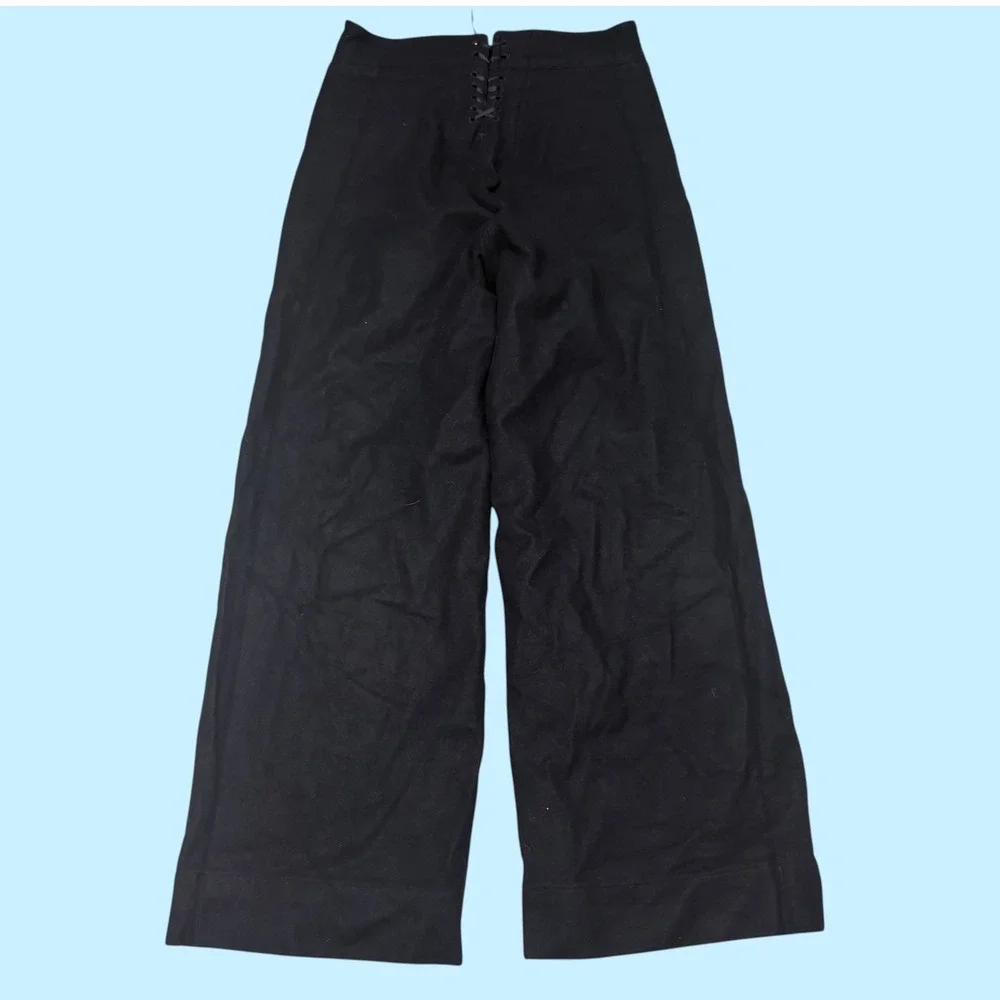 Vintage Naval Clothing Factory Black Wool Sailor Pants Lace Up Back 29x30